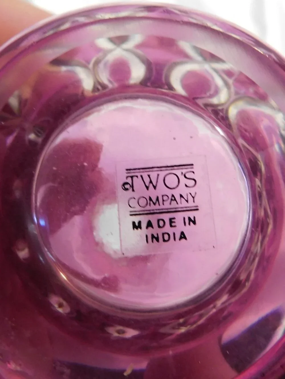 Pink Cut to Clear Glass Bottle with Stopper #21189